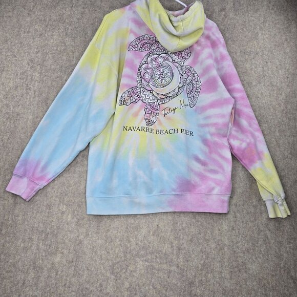Dreamside Tie-Dye Hoodie Navarre Beach Pier Pastel Cotton Blend - Picture 2 of 7